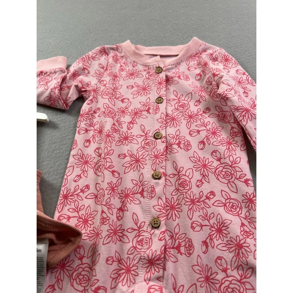 Carters / Cat & Jack 6 Months Baby Girl Lot Shirt/Pants Set & Sleeper Pink Peach